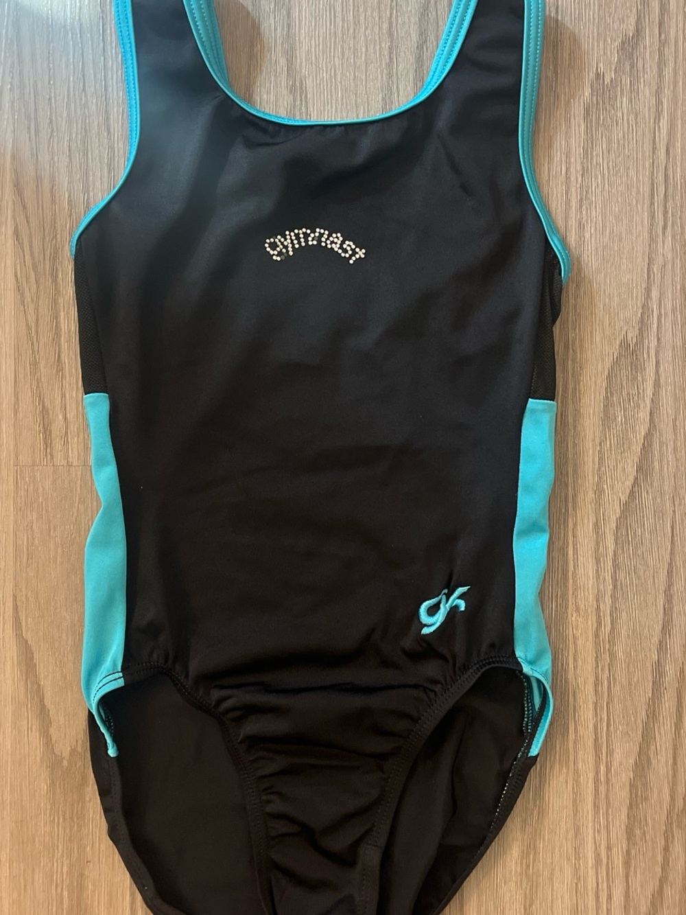 GK AXS gymnastics leotard Black and Teal